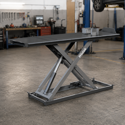 Wintek RTM700 rampa para motocicletas tipo tijera, mesa elevadora para servicio de motos en taller mecánico
