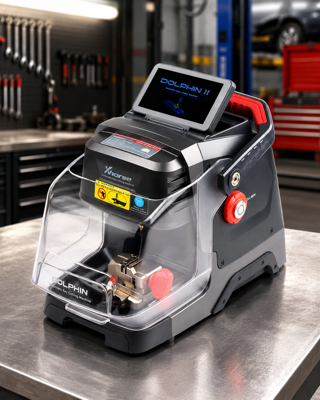 Xhorse Dolphin II XP-005L máquina automática para cortar llaves automotrices en cerrajería profesional con pantalla táctil y mordaza M5