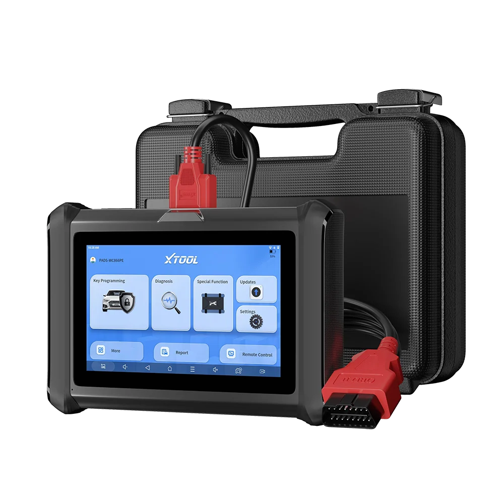XTOOL X100PADS programador de llaves IMMO y escáner automotriz con tablet de 7 pulgadas, conector OBD y estuche rígido